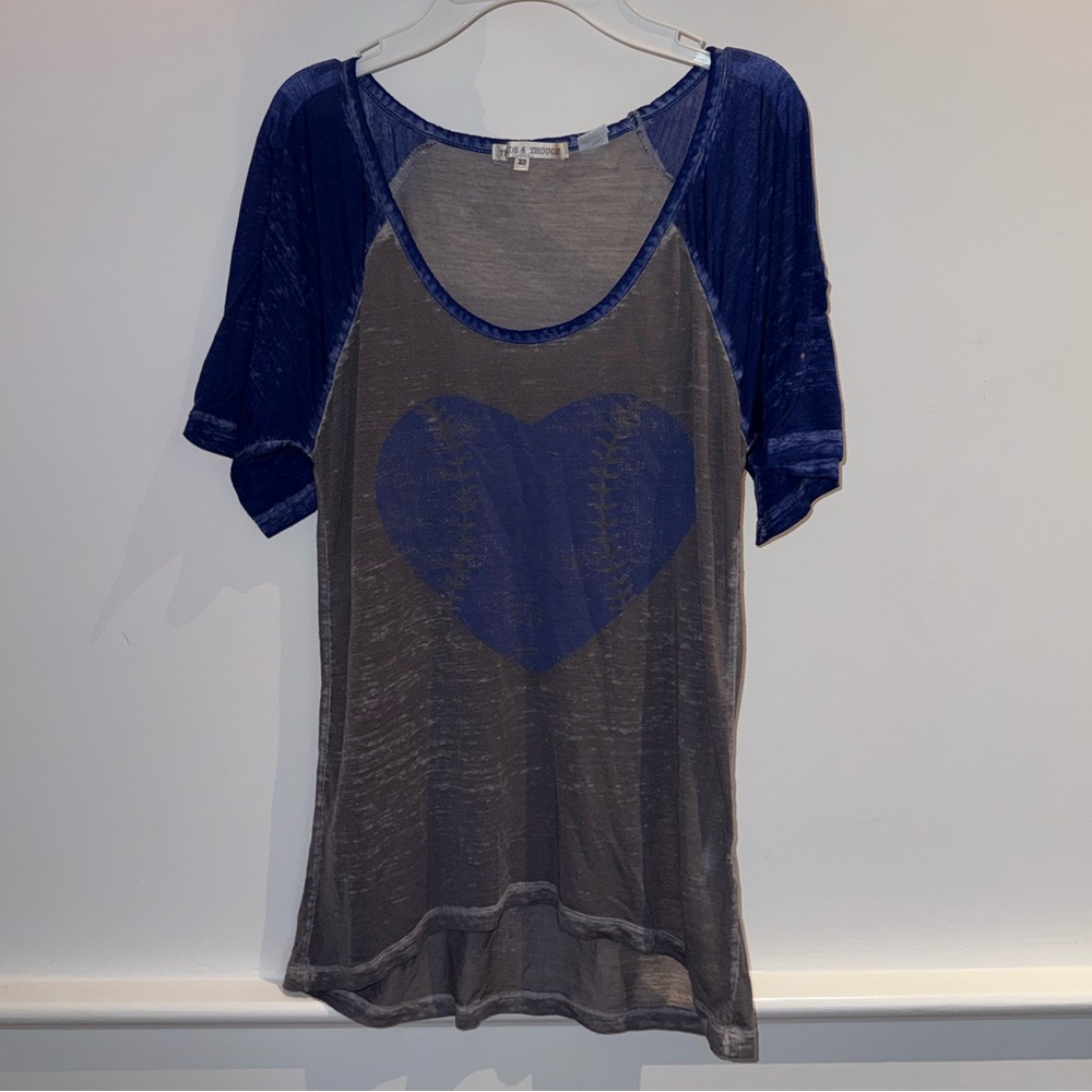 Threads 4 Thought Blue and Gray Heart Tee